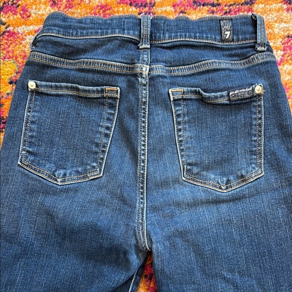 7 For All Mankind Blue High Rise Jeans Slim Fit - Picture 4 of 7